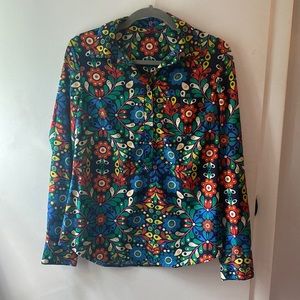 Retro Inspired Silky Blouse - Sz Small
